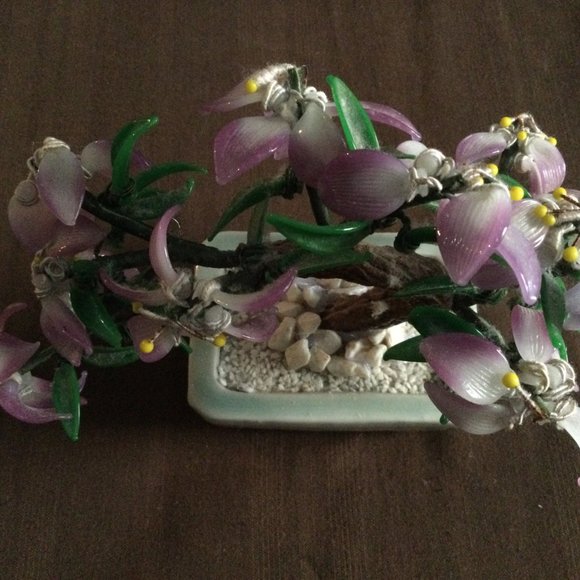 Vintage Chinese glass bonsai tree celadon bowl small modified home decor - Picture 5 of 7